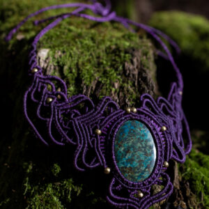 Naszyjnik choker z makramy - chryzokola