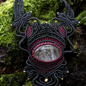 Naszyjnik z makramy - kryształ górski