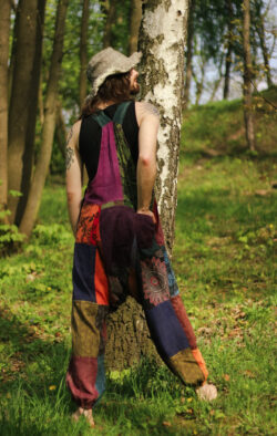 Ogrodniczki patchwork TĘCZOWE