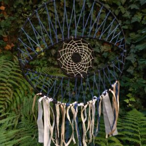Boho etno łapacz snów niebieskie oko, obręcz, sieć, wykonany w Nepalu handmade