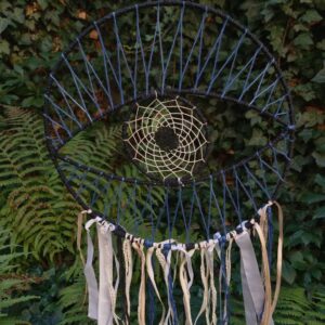 Boho etno łapacz snów niebieskie oko, obręcz, sieć, wykonany w Nepalu handmade