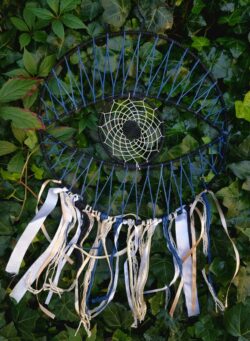 Boho etno łapacz snów niebieskie oko, obręcz, sieć, wykonany w Nepalu handmade