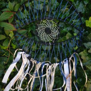 Boho etno łapacz snów niebieskie oko, obręcz, sieć, wykonany w Nepalu handmade