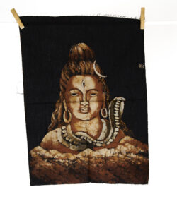 Dwustronny ręcznie malowany batik na bawełnianym płótnie z bogiem Sziwą (Shiva) i kobrą Vasuki, hinduizm z Nepalu, dekoracja, Kana Sapiens