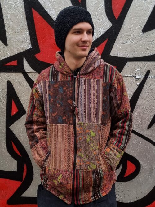 20240304_131301 Polarowa kurtka w grzybki - czerwony patchwork