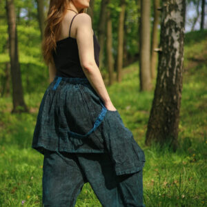 Przecierane spodnie alladynki szarawary z kieszeniami vintage luźne, Kana Sapiens