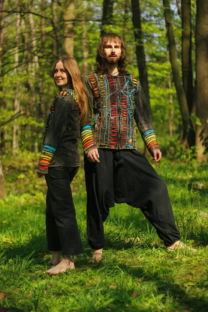 Czarne spodnie szarawary alladynki, uniwersalne, uniseks, Kana Sapiens