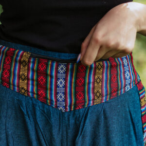 Spodnie nepalskie z etno haftem - turkus