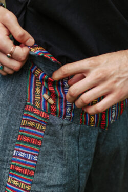 Spodnie nepalskie z etno haftem - szare