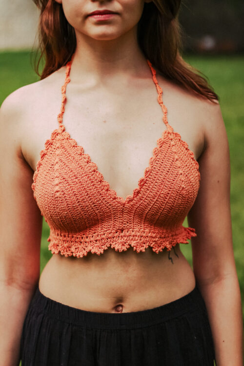 IMG_9760 Top braletka robiona na szydełku - brzoskwiniowa
