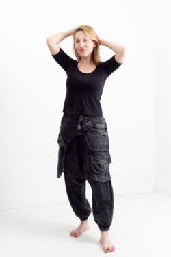 Szarawary z połami  - vintage czerń