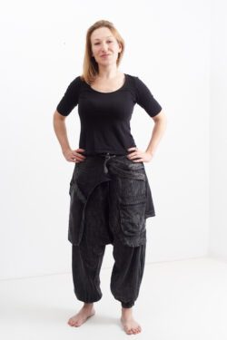 Szarawary z połami  - vintage czerń