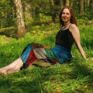 Patchworkowa kolorowa spódnica w stylu etno i boho, Kana Sapiens