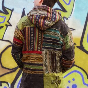 Polarowa kurtka - zielony patchwork