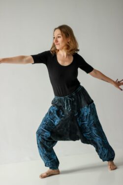 Psychodeliczne spodnie alladynki szarawary vintage luźne, Kana Sapiens