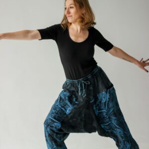 Psychodeliczne spodnie alladynki szarawary vintage luźne, Kana Sapiens