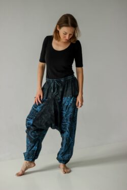 Psychodeliczne spodnie alladynki szarawary vintage luźne, Kana Sapiens