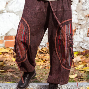 Przecierane luźne spodnie baggy - brązowe