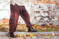 Przecierane luźne spodnie baggy - brązowe