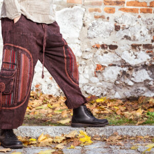 Przecierane luźne spodnie baggy - brązowe