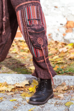 Przecierane luźne spodnie baggy - brązowe