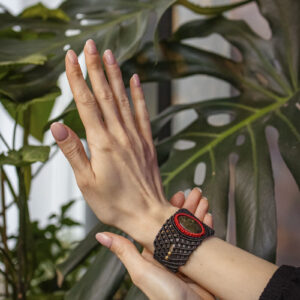 Bransoletka z mikromakramy - labradoryt