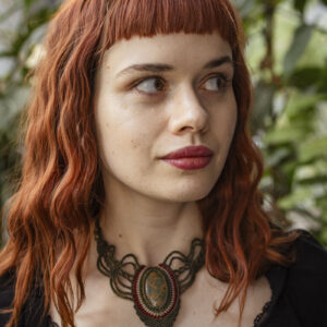 Kolia z makramy - jaspis leopardzi