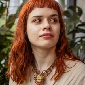 Kolia z makramy - tygrysie oko