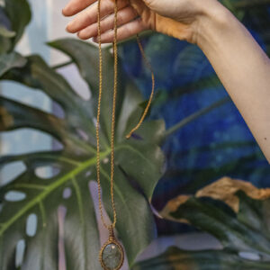 Naszyjnik z makramy - labradoryt