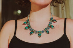 Kolia ze srebra tybetańskiego - niebieska