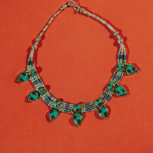 Kolia ze srebra tybetańskiego - niebieska