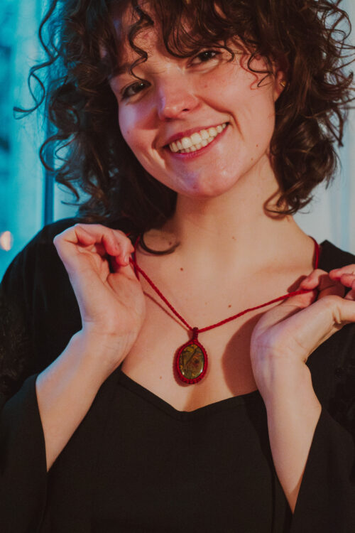 Naszyjnik z makramy - jaspis