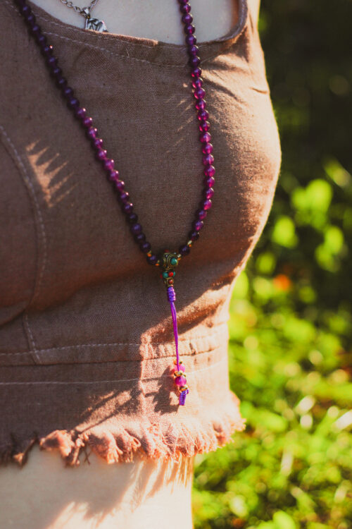 Mala z ametystu Mala buddyjska - ametyst