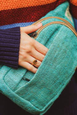 Turkusowy plecak z konopi Himalayan Hemp