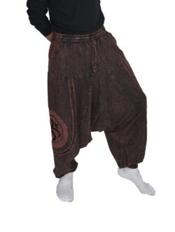 Szarawary z haftem OM - brązowe