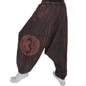 Szarawary z haftem OM - brązowe