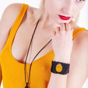 Zestaw biżuterii z makramy - Tygrysie Oko