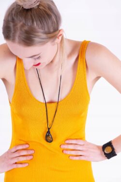 Zestaw biżuterii z makramy - Tygrysie Oko