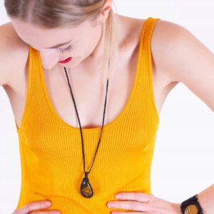 Zestaw biżuterii z makramy - Tygrysie Oko