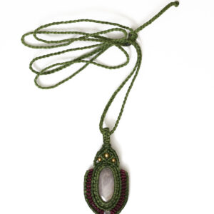 Boho wisiorek z makramy - kryształ górski