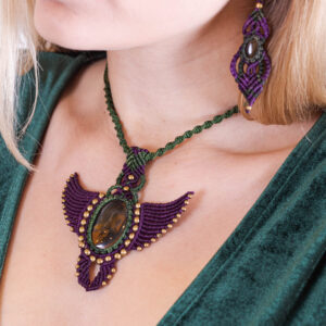 Kolia z makramy - jaspis