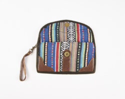 Skórzana kopertówka z bawełną gheri