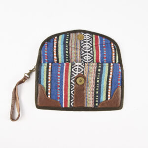 Skórzana kopertówka z bawełną gheri