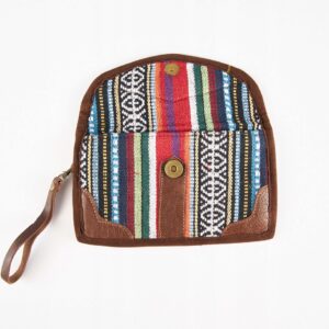 Skórzana kopertówka z bawełną gheri