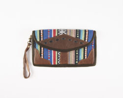 Skórzana kopertówka z bawełną gheri