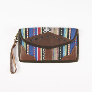 Skórzana kopertówka z bawełną gheri