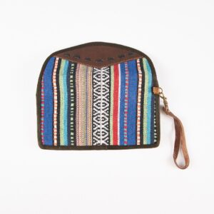 Skórzana kopertówka z bawełną gheri