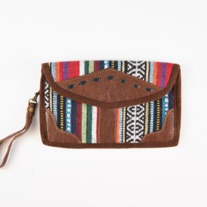 Skórzana kopertówka z bawełną gheri