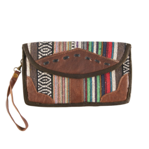 Skórzana kopertówka z bawełną gheri