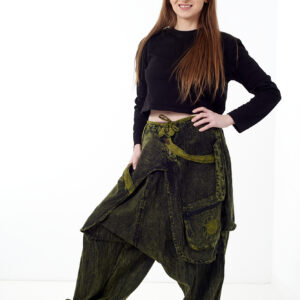 Szarawary z połami  - vintage zieleń